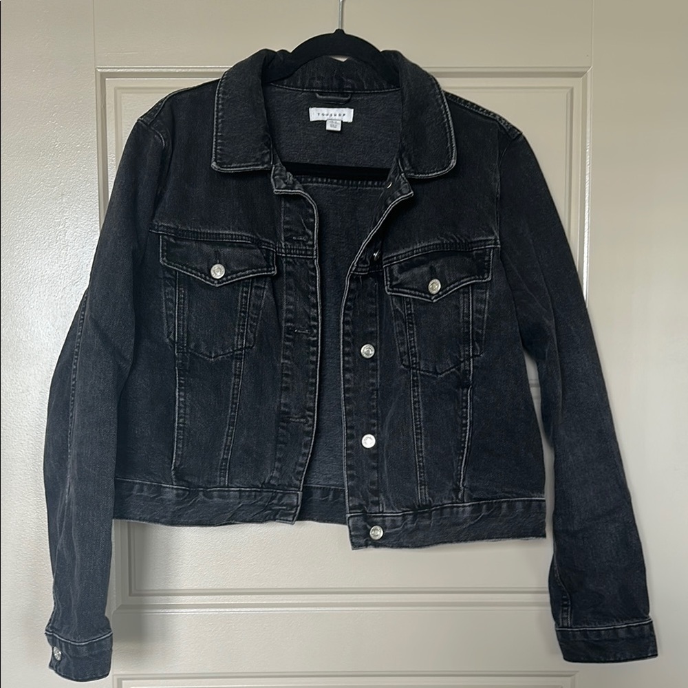 Topshop Black Cropped Jean Jacket Versatile Denim